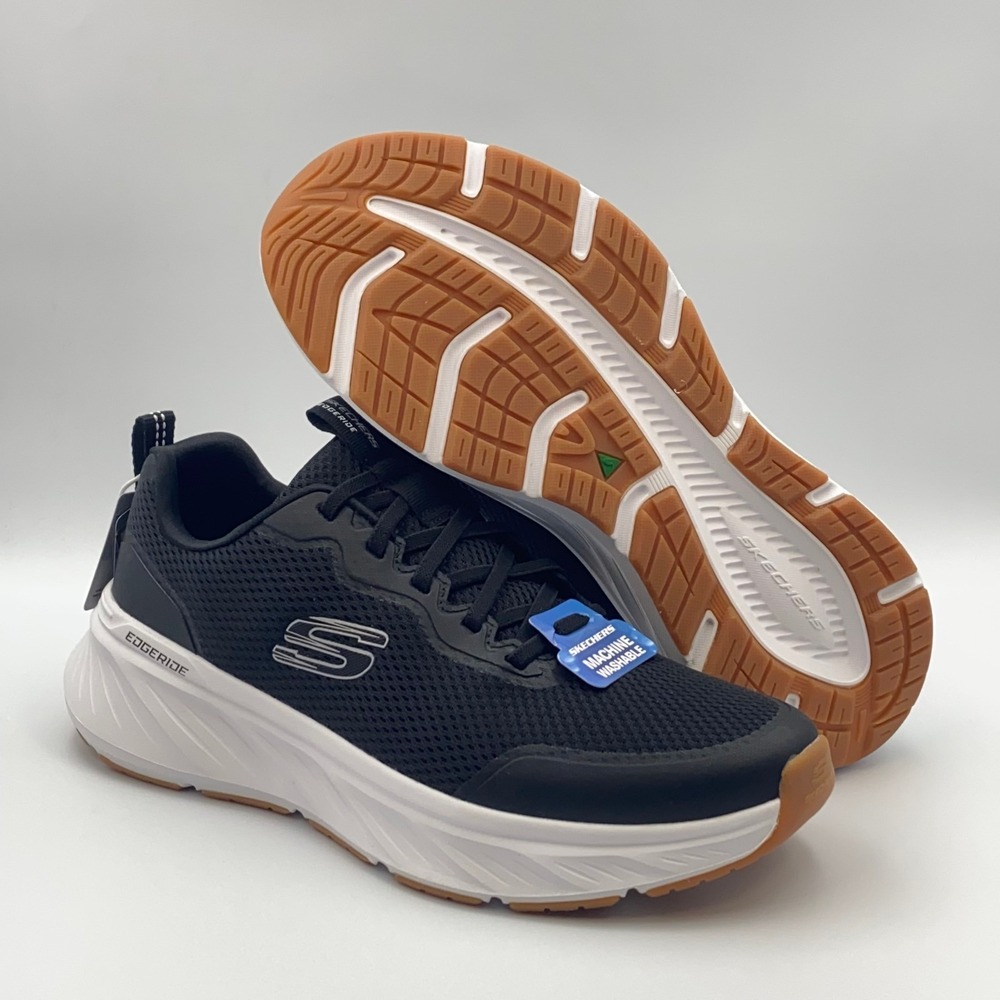 SKECHERS Edgeride Rekze Slip On Running Shoes Black White Men's Size 11.5 232835